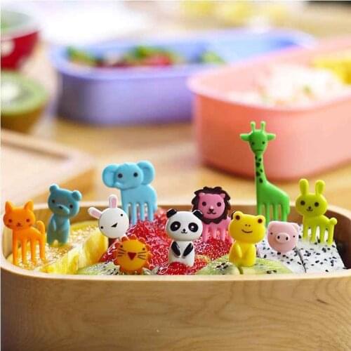 10pcs/set Lovely Lunch Box Bento Accessory Decor Animal Food Fruit Picks Forks