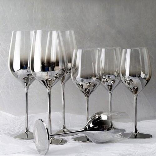 2Pcs/Set Plating Grey Wine Glass Crystal Champagne Goblet Cocktail Cup Decanter Party Drinkware Wedding Decorations