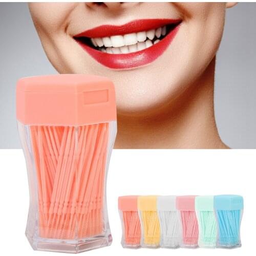 200 Pcs Food-grade Double Head Toothpick Taper Shape Soft Brush Household Cleaning Tartar Removal Hexagonal Bottles Simple Pack