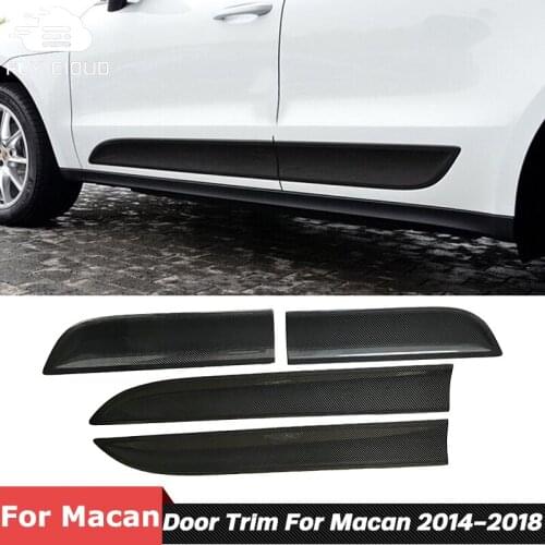 4 PCS Carbon Fiber Material Door Trim Side Skirts For Porsche Macan 2014-2018