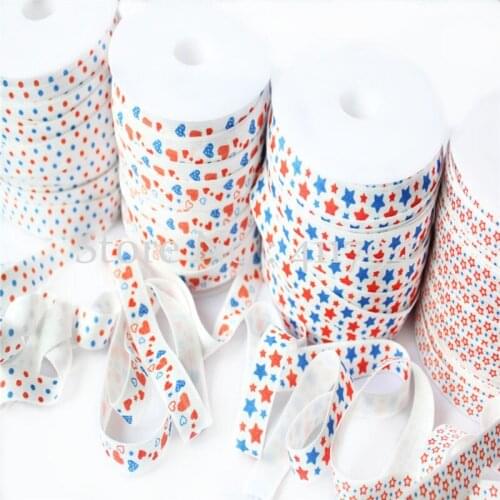 50 yards / lot , 5/8'' cute star flag elastic headband apparel hair headband accessories