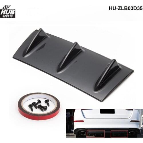 Shark Fin 3 Wing Lip Diffuser14" Rear Bumper Chassis Black/Carbon Color ABS Universal HU-ZLB03D35-AF
