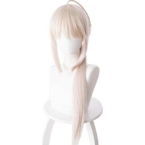 Anime Fate Grand Order Cosplay Wig Saber Altria Chemical Fiber Hair Wig For Halloween Party 70cm + Wig Cap