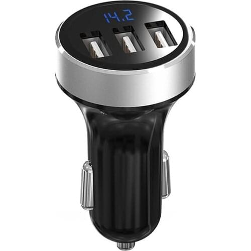 3 Ports USB Car Charger 3.1A Fast Speed Real-time Current Display Universal Vehicle Car Charge Adapter For Mobile Phone MP3