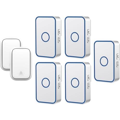 CACAZI Self powered Wireless Doorbell No Battery Waterproof Home Door Ring Bell US EU UK AU Plug 60 Chimes 2 Button 5 Receiver