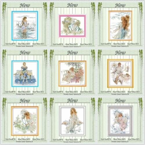 White horse goose girl lovers Beauty painting counted printed on canvas DMC 14CT 11CT Cross Stitch Needlework Set Embroidery kit