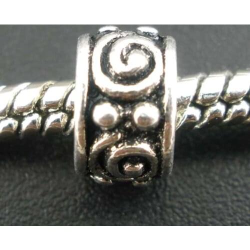 Free Shipping! 50PCs Silver Tone Swirl Eye Tube Spacers Beads Fit Charm Bracelet Metal Beads For Jewelry Making 8x5mm J0482