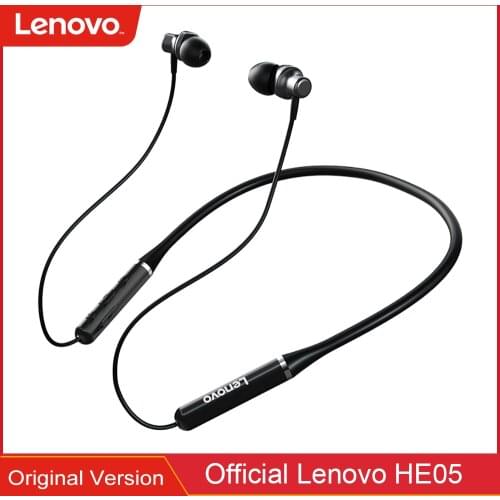 Lenovo HE05 Wireless Earphone Bluetooth5.0 Magnetic Neckband Headphone IPX5 Waterproof Sport Earbuds with Noise Cancelling Mic