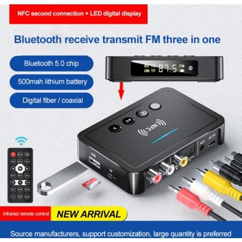 Bluetooth 5.0 Receiver Transmitter FM Stereo AUX 3.5mm Jack RCA Optical Wireless NFC Bluetooth Audio Adapter For TV PC Headphone
