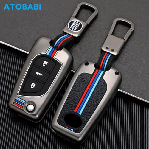 Zinc Alloy Car Key Cases Folding Remote Control Fobs Shell Protector Cover For Toyota Camry 2016 Corolla Hilux Auris Yaris 2015