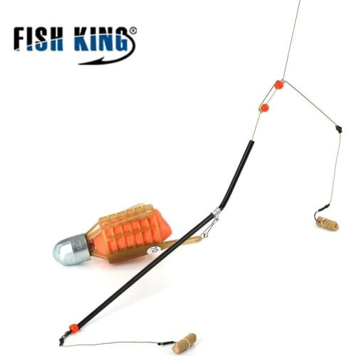 FISH KING 1pc Two fishing Hooks 20g-80g Carp Trap Basket Feeder Bait Cage Fishing Accessory With Connector For Carp Feeder