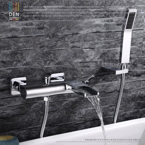 Chrome Wall Mounted Bathroom Faucet Bath Tub Mixer Tap With Hand Shower Head Shower Faucet hot and cold waterfall brass torneira