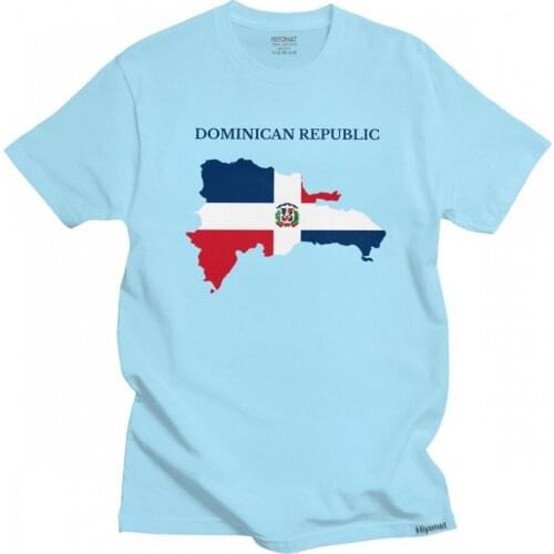 Handsome Men T Shirts Dominican Republic Map Flag Short Sleeves Pure Cotton Casual T-shirt Round Collar Summer Tee Tops