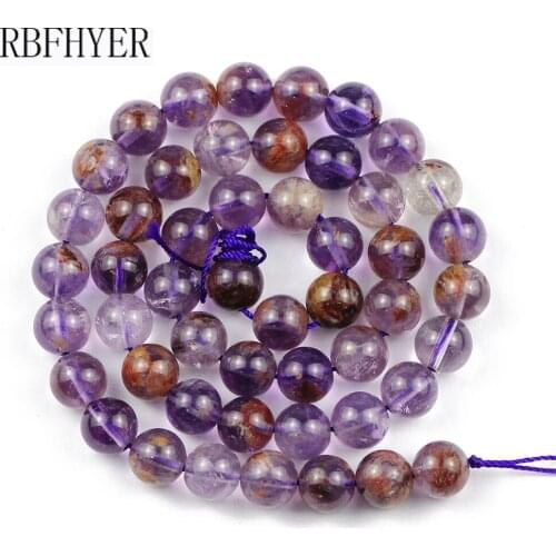 Natural Stone Round purple chlorite crystals Loose Spacer Beads For Jewelry Making DIY Bracelet Necklace 15" Strand 6/8/10/12mm