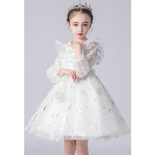 2021 New Girl Dress New Year party dress Christmas gift girl mesh dress long sleeve lace dress 4 5 6 7 8 9 10 11 12