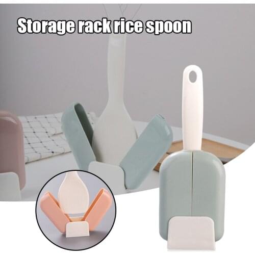Creative Rice Spoon & Holder Stand Automatic Opening & Closing Anti Dust Stand-up Storage Rack Kitchen Tool ALI88