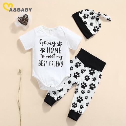 Ma&Baby 0-18M Summer Newborn Boy Clothes Set Infant Toddler Baby Letter Romper Pants Hat Outfits Clothing DD43