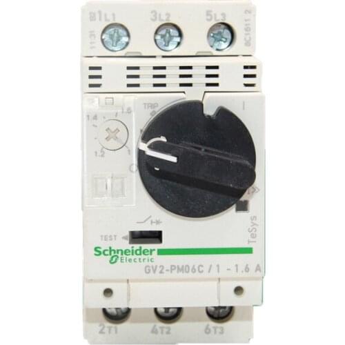 Genuine 3P Thermal Magnetic Circuit Breaker GV2PM06C Motor Protection Switch Knob Control Setting Current Range 1-1.6A 100KA