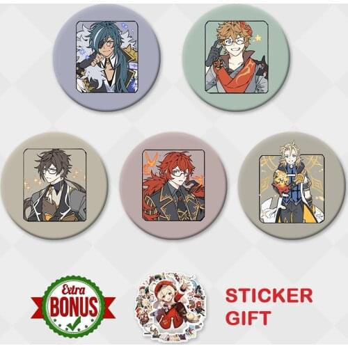 Genshin Impact Badge Anime Illustration Albedo Venti Zhongli Tartaglia Xiao Diluc Keqing Hot Game Clothes Backpack Decor Gifts