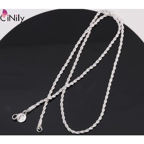 CiNily Minimalist Chain Necklace Silver Plated 5 Sizes Long Short Twisted Necklace Classic Fashion Jewelry Gifts for Man Woman