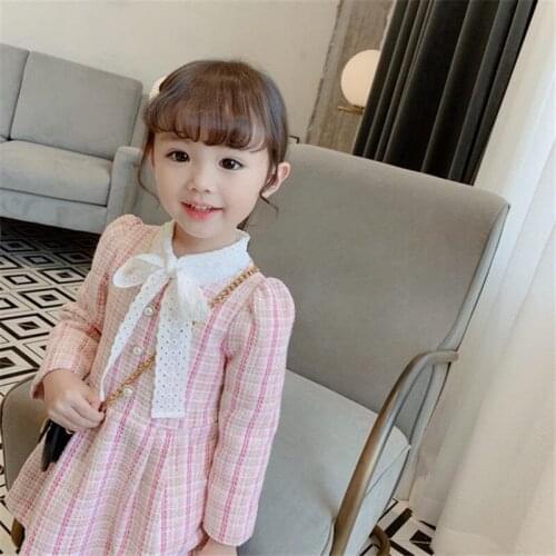 2 3 4 5 6 Years Toddler Girls Dress Fashion Plaid Korean Kids Dresses For Girl Kids Clothing Autumn Baby Dress High Quality 2019
