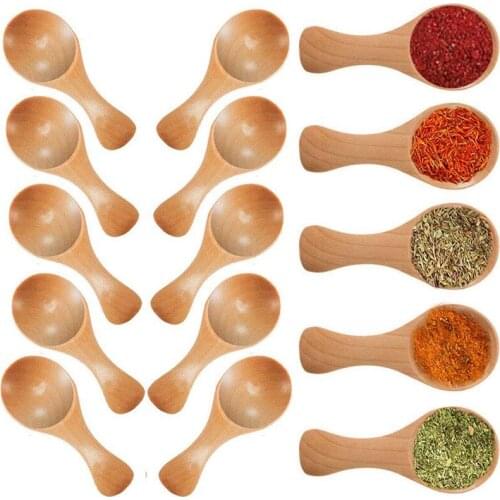 Small Wooden Spoons Mini Tasting Spoons Condiments Salt Spoons for Kitchen Cooking Seasoning Oil Coffee Tea Sugar 20Pcs