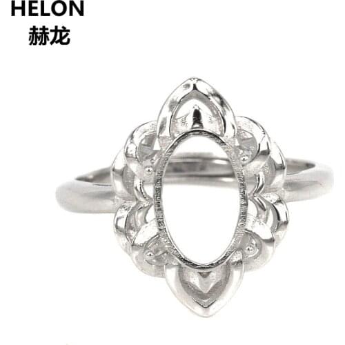 10pcs/lot Wholesale 925 Sterling Silver Engagement Wedding Ring for Women 7x11mm Oval Cabochon Semi Mount Ring Setting