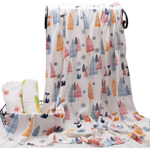 Skin-Friendly Bamboo Fiber Cartoon Gauze Childrens Bath Towel Blanket 120*150cm/pcs TJ3756