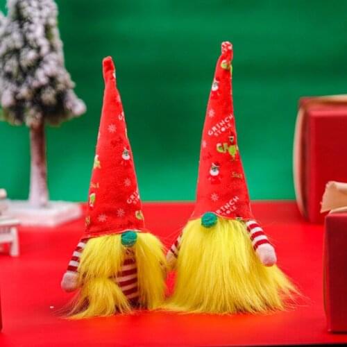 Christmas Faceless Stripe Doll Ornaments Gift Thief Grinch Pattern Toy Doll New Year Home Hang Decorations Gift 2022 Pendant