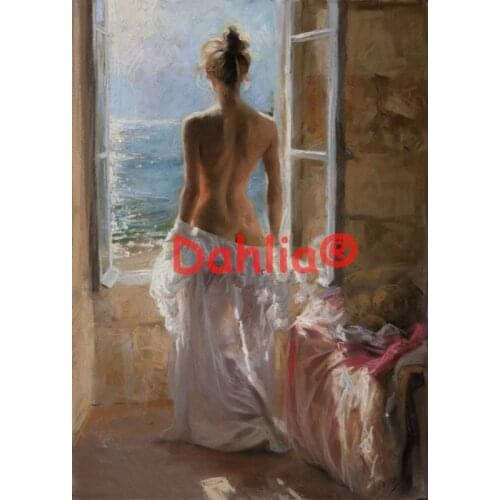 Handmade Beautiful back oil painting Needlework Embroidery DIY Cross Stitch Kits Aida Crafts 14CT Unprinted Home decor wall Art