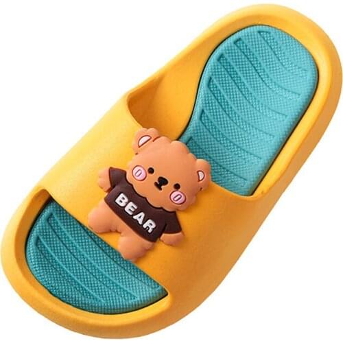 Cartoon Bear Slippers Kids Boy Girl Outdoor Slippers Children Indoor Bedroom Shoes Antiskid Summer Sandals for Bathroom Shower