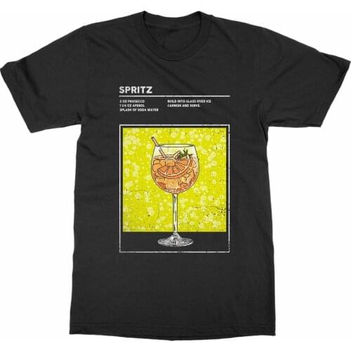 Mixed Drink Cocktail Aperol Spritz T-Shirt Happy Hour Alcohol Bartender Summer Cotton Short Sleeve O-Neck Mens T Shirt New S-3XL