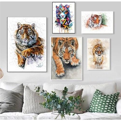Modern Abstract Graffiti Animal Tiger Posters and Prints Canvas Paintings Wall Art Pictures for Living Room Decor (No Frame)