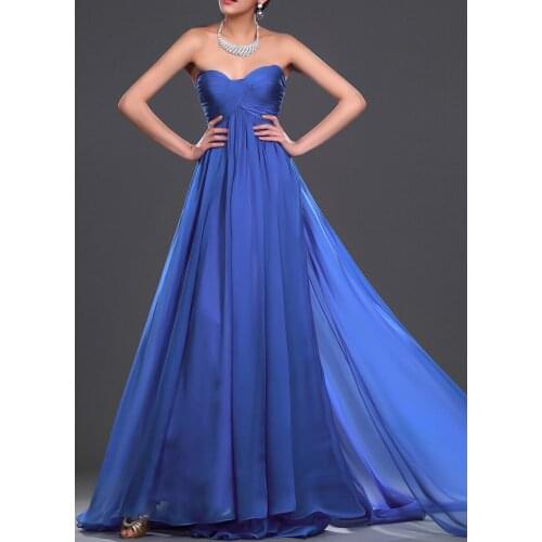 A-line Blue Sweetheart Bridesmaid Dress Formal Ruched Evening Formal Dress Wedding Guest Dresses