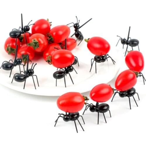 Mini Ant Fruit Fork Cutlery Plastic Cake Dessert Forks Food Pick Tableware For Party Decoration 3/6Pcs