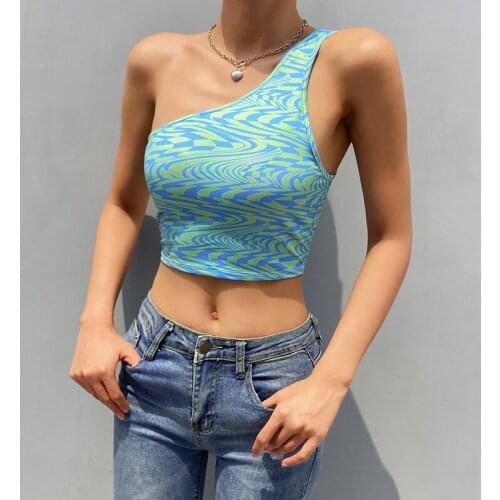 Y2K Aesthetic Plaid Paisley Camis Crop Top Backless Cross Tie Up Corset Women One Shoulder Tank Top Streetwear 90s Sweats Vest