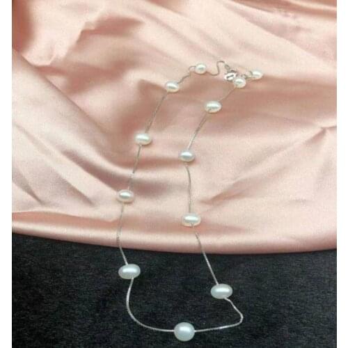 Jewelry 100% Natural Fresh freshwater pearl Necklace pendant for women babysbreath 925 sterling Silver chain