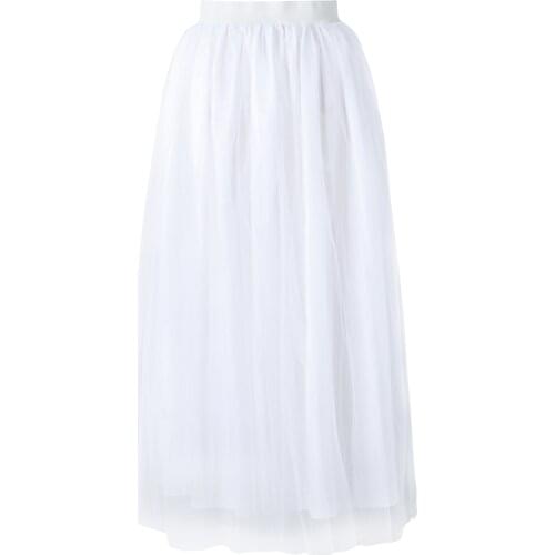 Women Layered Skirt High-Waist Half-Dress Feast A-Line Puff Mesh Front Split Princess Skirt