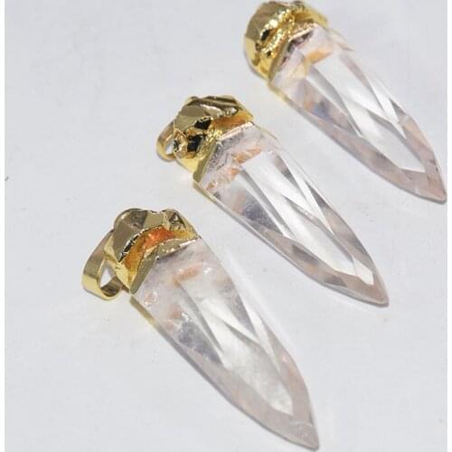 Gold Point Crystal Stone pendant necklace lot Clear Pendulum quartz reiki amulet arrowhead stones Geometric Diy Jewelry making