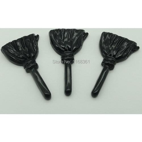 1pcs/lot resin flat back Halloween black broom 38mm Cabochons Scrapbooking Hair Bow Center DIY Christmas decration C105-5