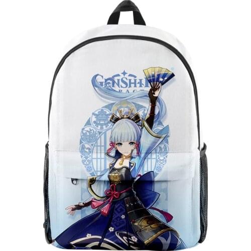 2021 Genshin Impact Kamisato Ayaka Men Women 3D Backpack Oxford School Bag High Capacity Teenager Girl Child Bag Travel Backpack