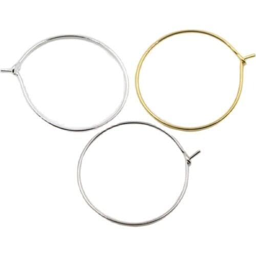 30pcs Gold Circle Round DIY Hoop Earrings 25/30/35mm Earring Making Accessories for Women Girls Fashion Jewelry Findings