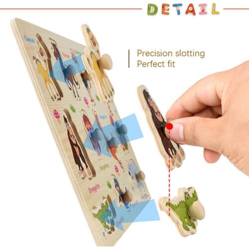 30cm Baby Montessori Wooden Puzzles Hand Grab Boards Toys Cartoon vehicle animal fruit vegetable tool puzzles Educational Gift