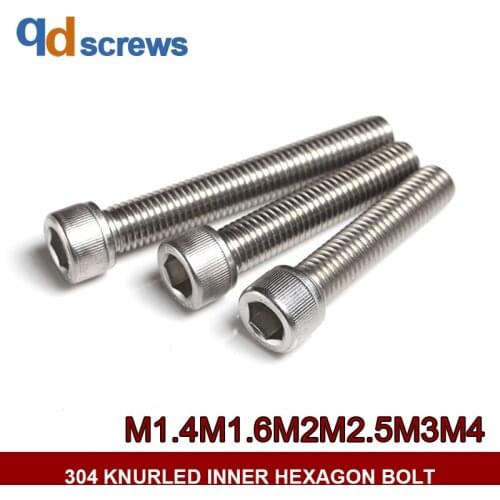 304 M1.4M1.6M2M2.5M3M4 Hexagon socket cap screws knurled inner hexagon stainless steel bolt DIN912 GB70.1