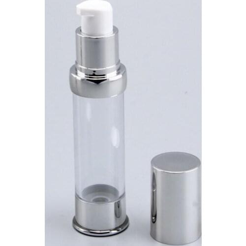 5ML airless bottle transparent bottle with silver cap/bottom, empty lotion/emulsion sample Refillable Bottles LX1049