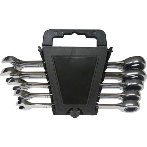 5 Pcs 72 Teeth Combination Ratchet Wrench Set Universal Spanner Vehicle Repair Tools With Plastic Rack Metric /SAE