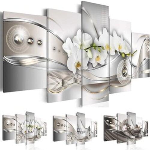 5 pieces of abstract map modern home living room decoration background wall frameless canvas printing hanging painting core