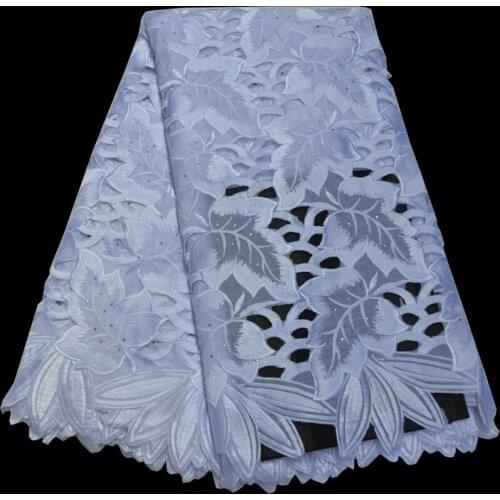 5yards/pc) High quality pure white Swiss voile lace wonderful big embroidered African cotton lace fabric for party dress CLP472