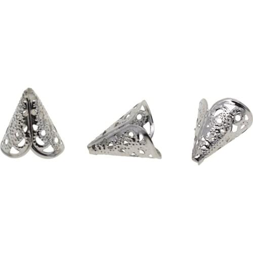 50pcs Filigree Cone Flower Bead Caps Jewelry Making Findings For DIY Craft