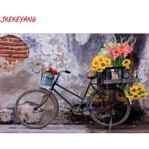 5D DIY square/round Diamond painting Flowers and bicycles Cross Stitch Diamond Embroidery Pattern Rhinestone J1668